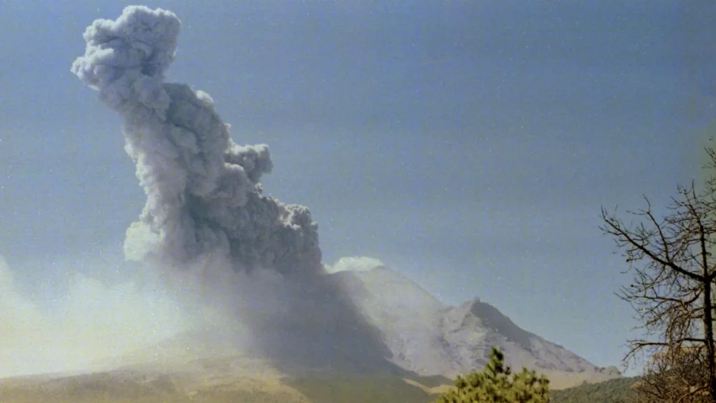 photo of volcano erupting